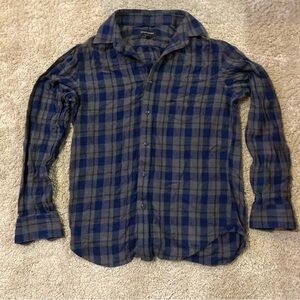Banana Republic Navy and Charcoal Long Sleeve Button Down Shirt